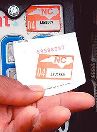 License tag sticker