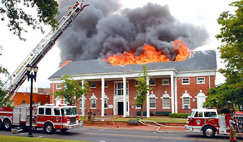 Community building burns