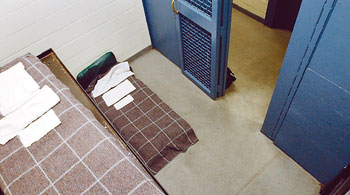 Bed on floor at Wayne County Jail