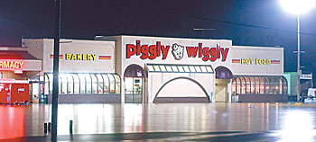Piggly Wiggly parking lot after heavy rain