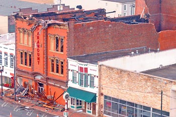 Burned downtown theater
