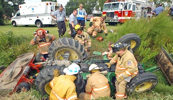 Overturned Tractor