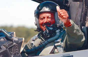 Goldsboro Mayor Al King in an F-15E