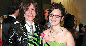 C.J. Albee and Amber Leeming in duct tape prom outfits
