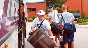 Loading the bus to Shelby