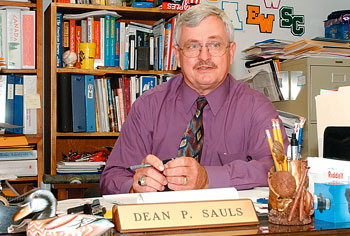 Dean Sauls at his desk
